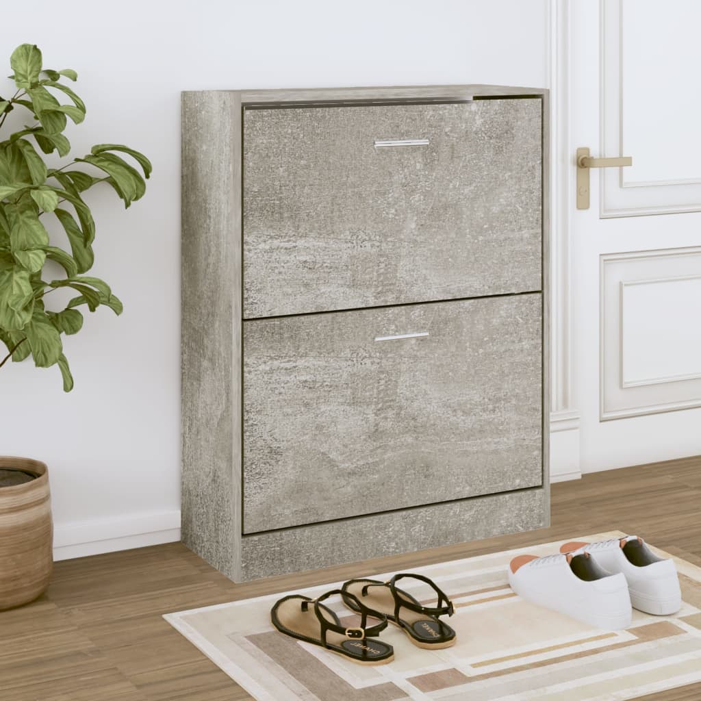 Armoire à chaussures Gris béton 63x24x81 cm Bois d'ingénierie - XIOS