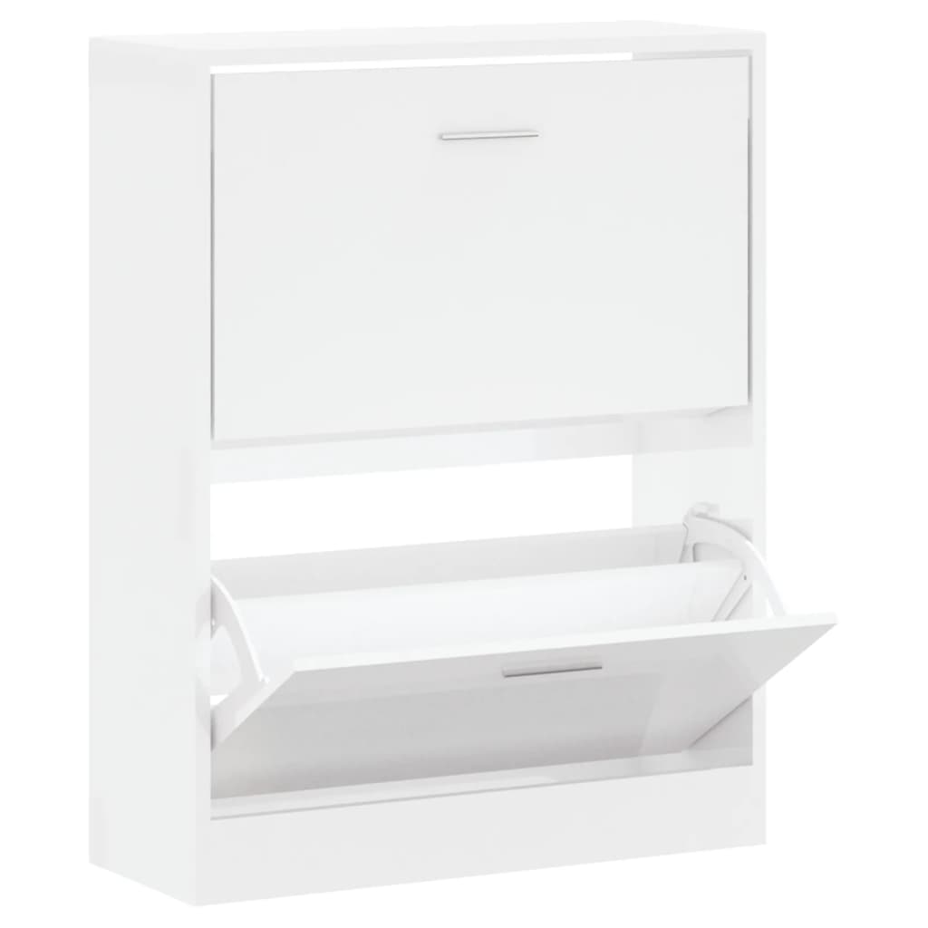 Armoire à chaussure Blanc brillant 63x24x81 cm Bois ingénierie - XIOS