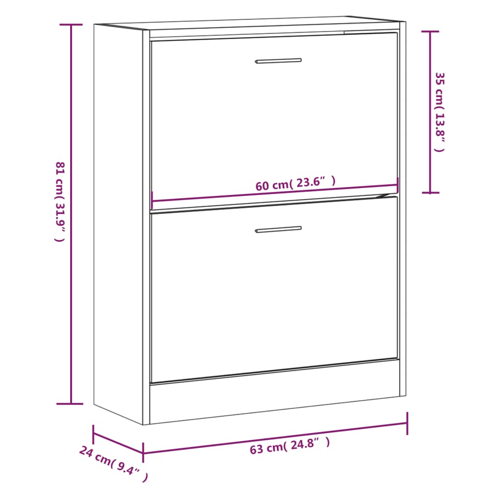 Armoire à chaussure Blanc brillant 63x24x81 cm Bois ingénierie - XIOS
