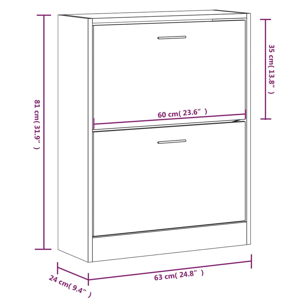 Armoire à chaussures Chêne fumé 63x24x81 cm Bois d'ingénierie - XIOS