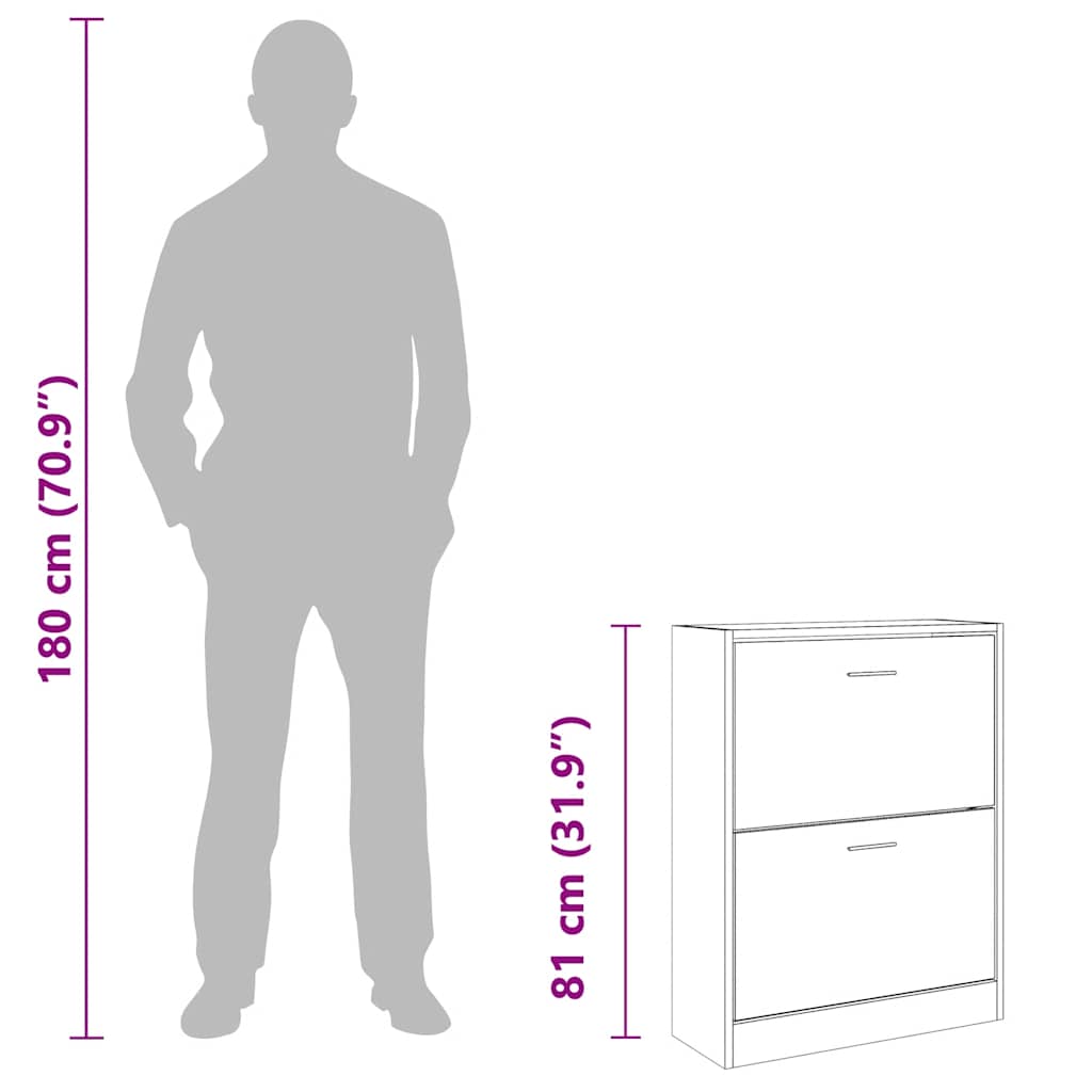 Armoire à chaussures Chêne fumé 63x24x81 cm Bois d'ingénierie - XIOS