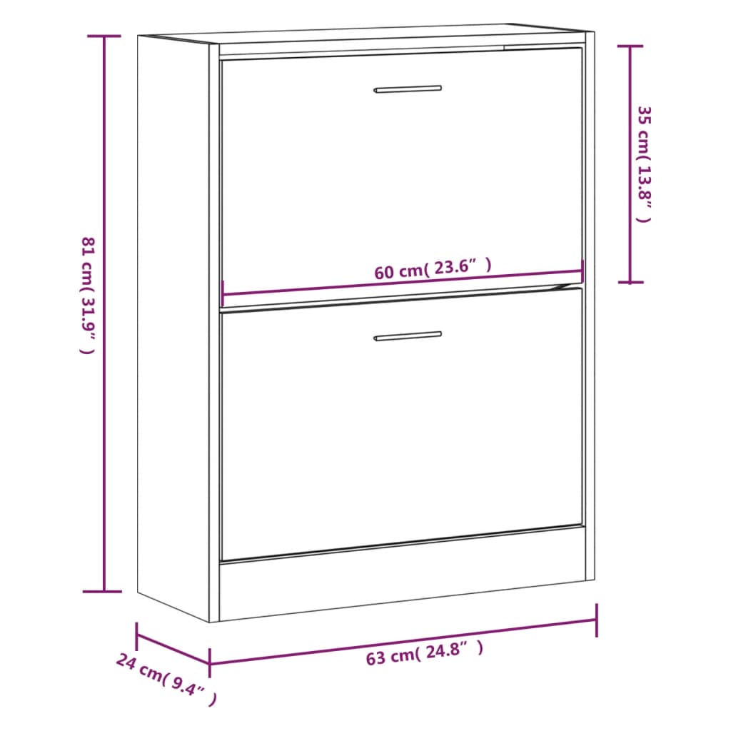 Armoire à chaussures Chêne marron 63x24x81 cm Bois d'ingénierie - XIOS