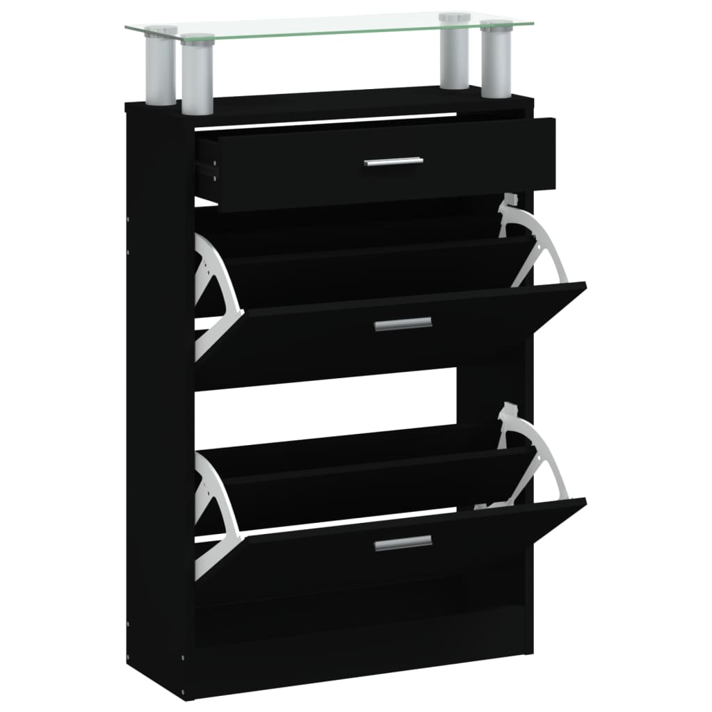 Armoire à chaussures Noir 63x24x104 cm Bois d'ingénierie - XIOS