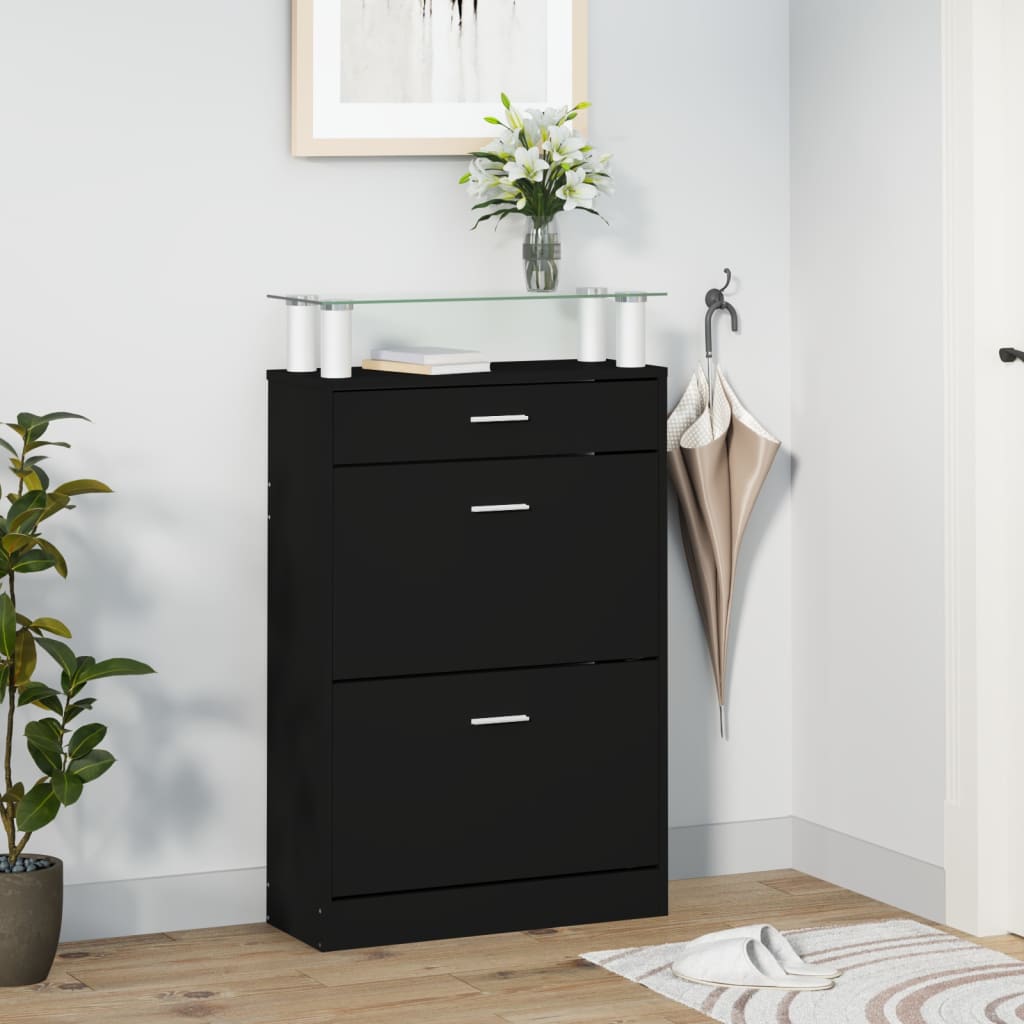 Armoire à chaussures Noir 63x24x104 cm Bois d'ingénierie - XIOS