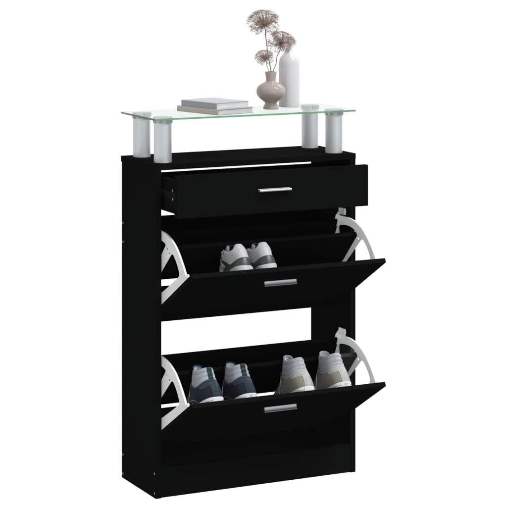 Armoire à chaussures Noir 63x24x104 cm Bois d'ingénierie - XIOS