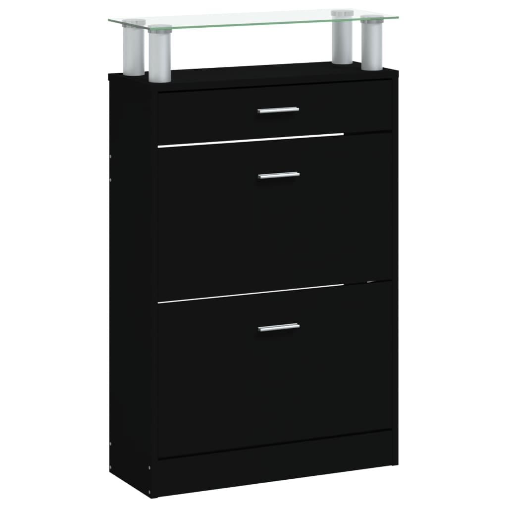 Armoire à chaussures Noir 63x24x104 cm Bois d'ingénierie - XIOS