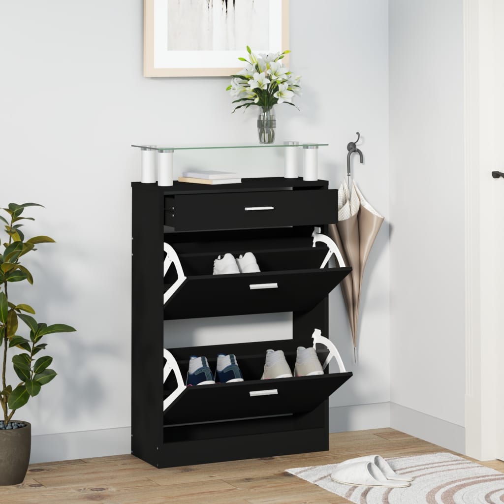 Armoire à chaussures Noir 63x24x104 cm Bois d'ingénierie - XIOS
