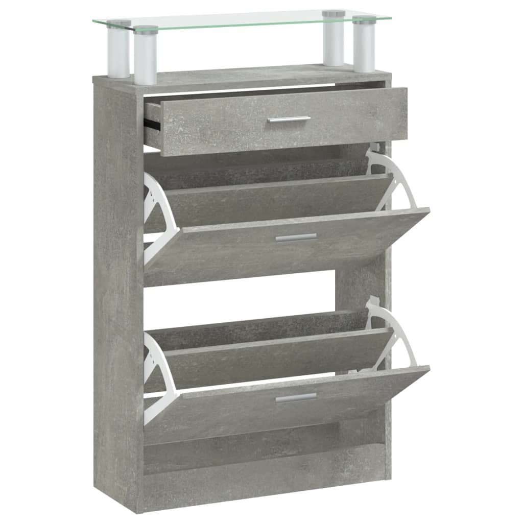 Armoire à chaussures Gris béton 63x24x104 cm Bois d'ingénierie - XIOS