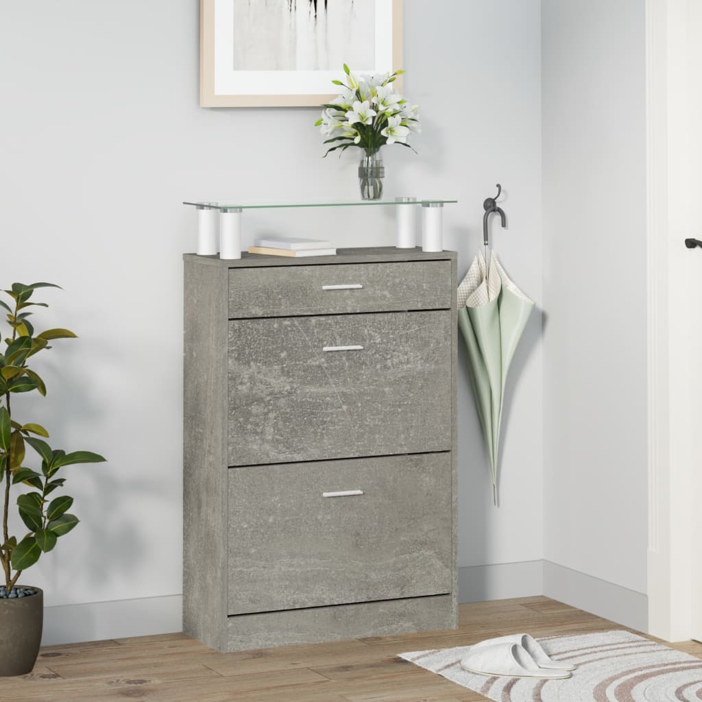 Armoire à chaussures Gris béton 63x24x104 cm Bois d'ingénierie - XIOS