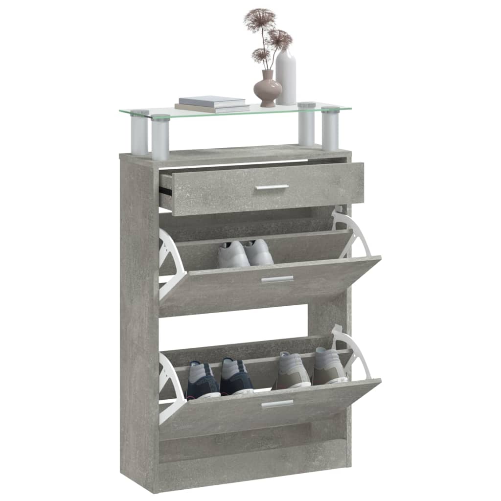 Armoire à chaussures Gris béton 63x24x104 cm Bois d'ingénierie - XIOS