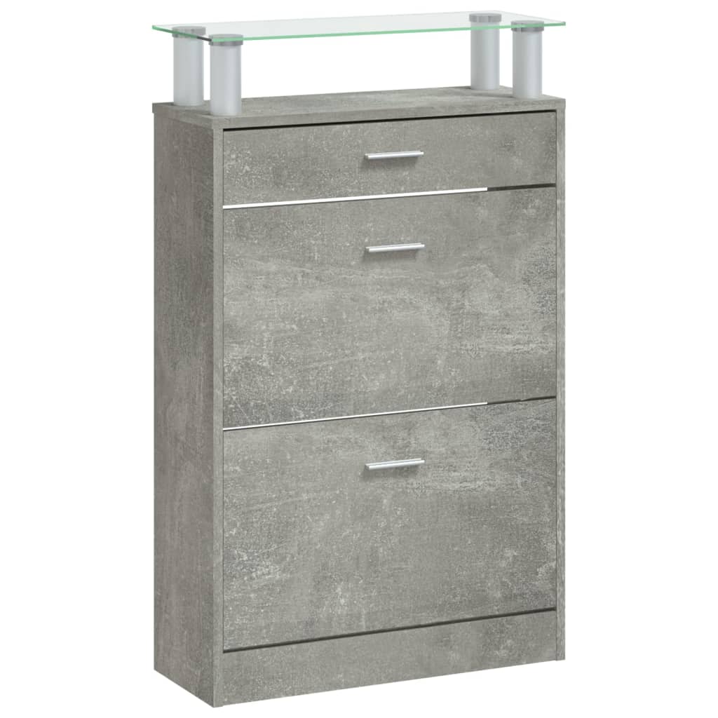Armoire à chaussures Gris béton 63x24x104 cm Bois d'ingénierie - XIOS