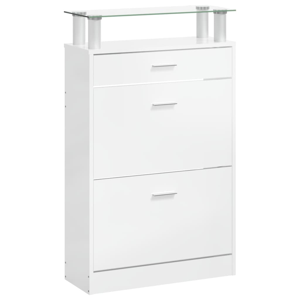 Armoire à chaussure Blanc brillant 63x24x104 cm Bois ingénierie - XIOS