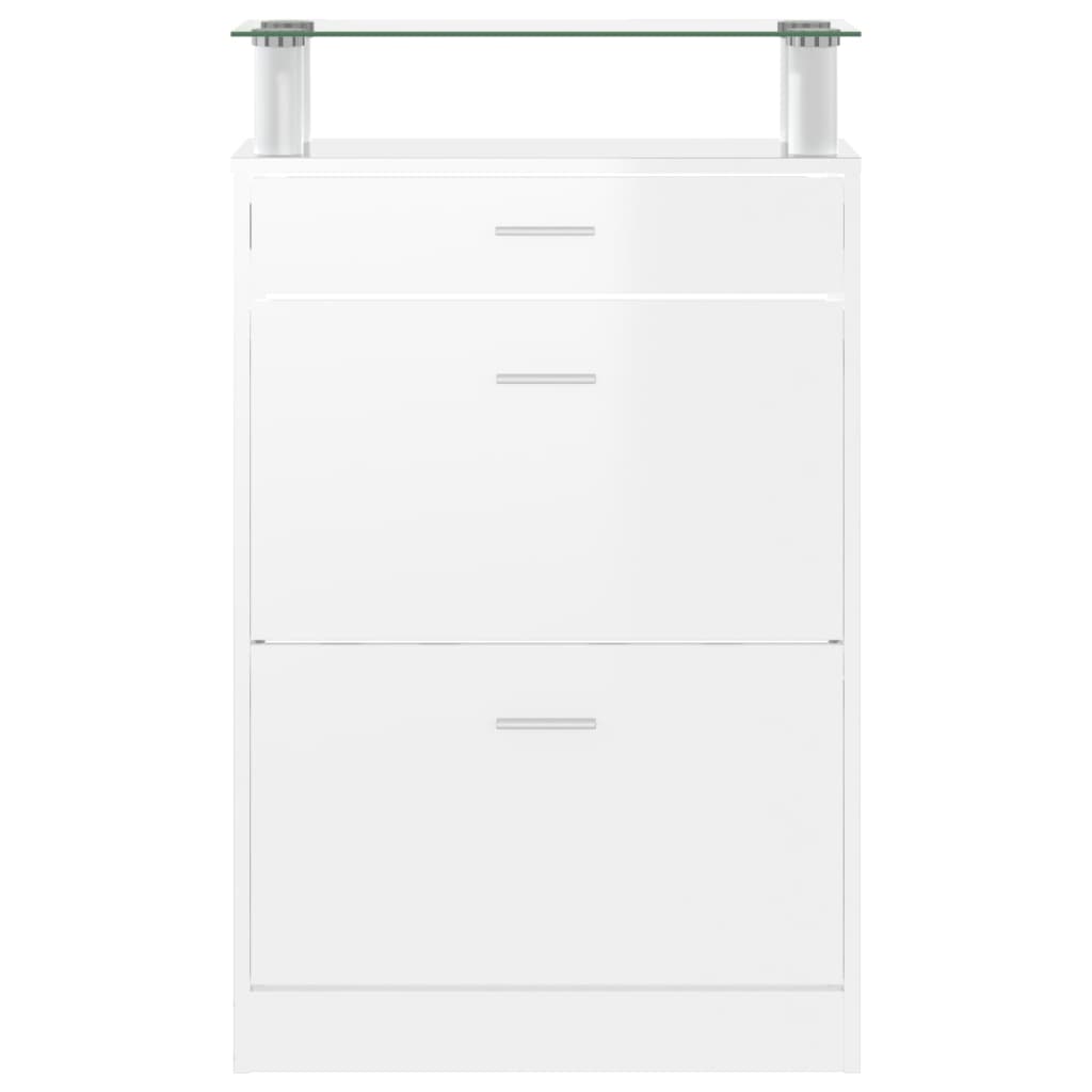 Armoire à chaussure Blanc brillant 63x24x104 cm Bois ingénierie - XIOS