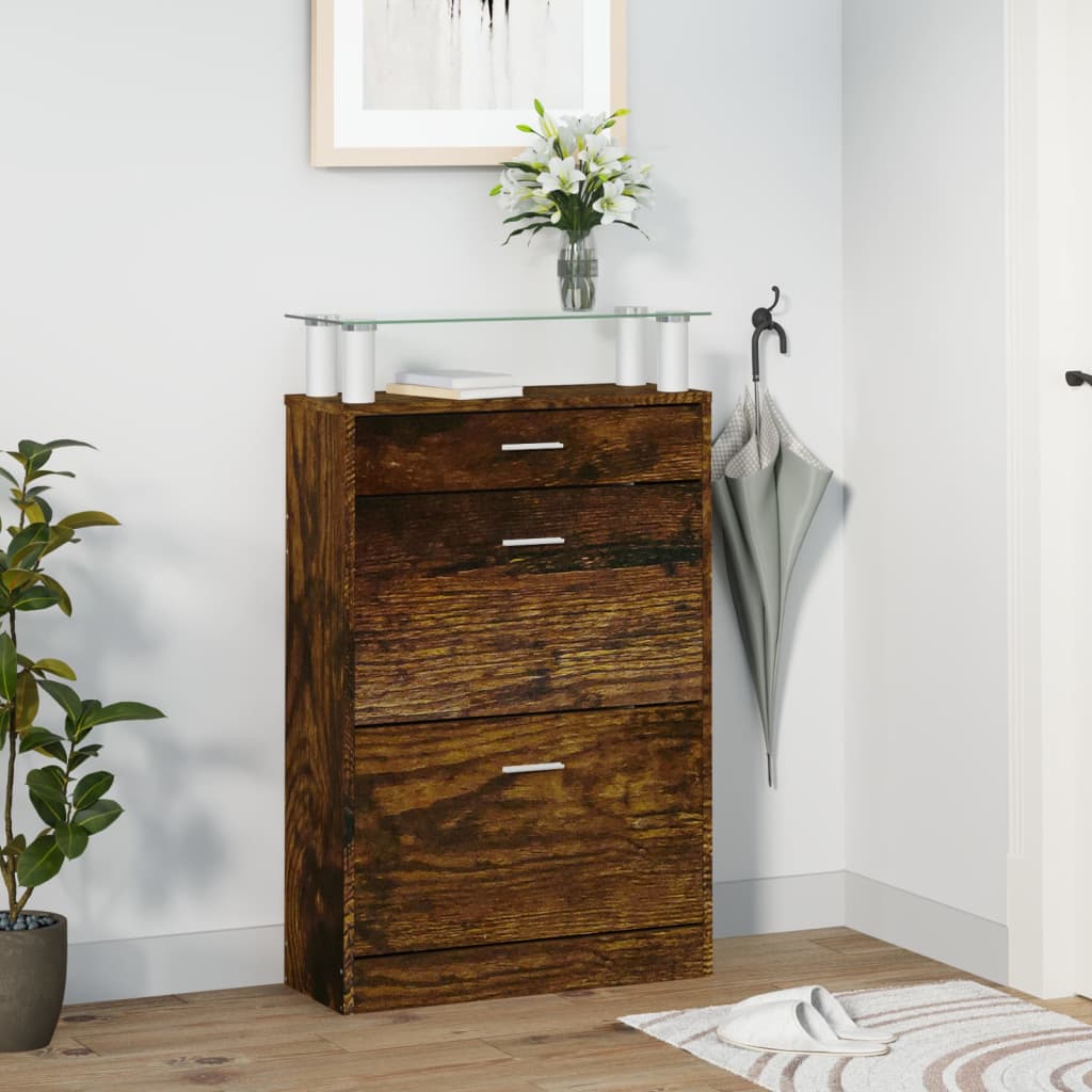 Armoire à chaussures Chêne fumé 63x24x104 cm Bois d'ingénierie - XIOS