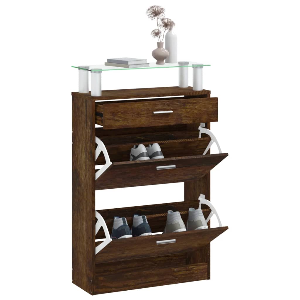 Armoire à chaussures Chêne fumé 63x24x104 cm Bois d'ingénierie - XIOS