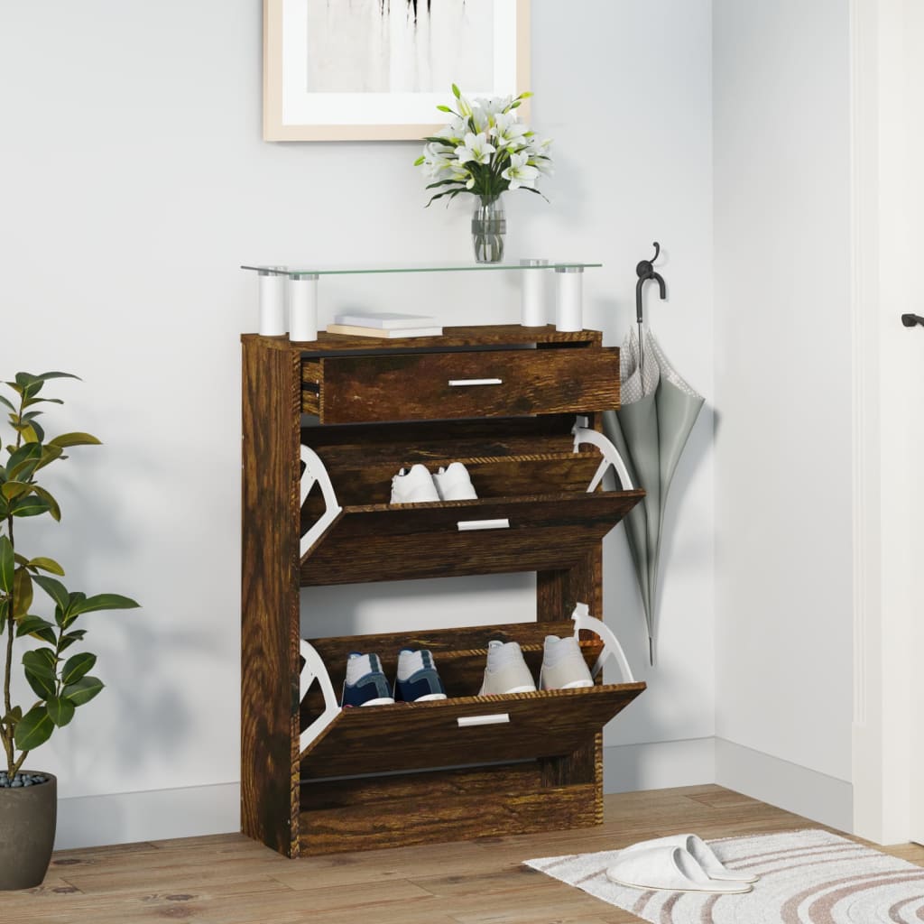 Armoire à chaussures Chêne fumé 63x24x104 cm Bois d'ingénierie - XIOS