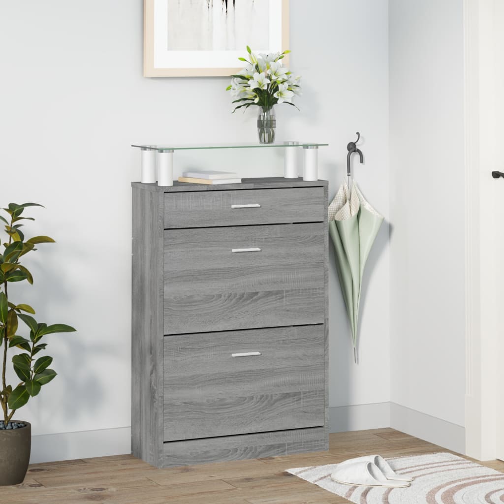 Armoire à chaussures Sonoma gris 63x24x104 cm Bois d'ingénierie - XIOS