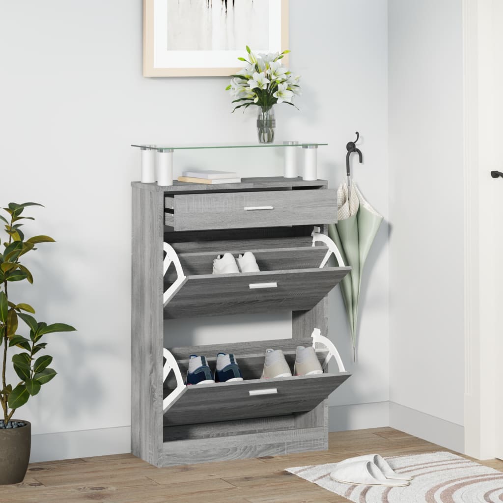 Armoire à chaussures Sonoma gris 63x24x104 cm Bois d'ingénierie - XIOS