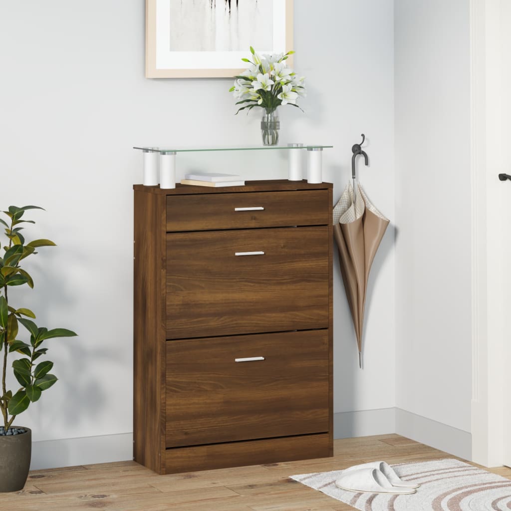 Armoire à chaussures Chêne marron 63x24x104cm Bois d'ingénierie - XIOS