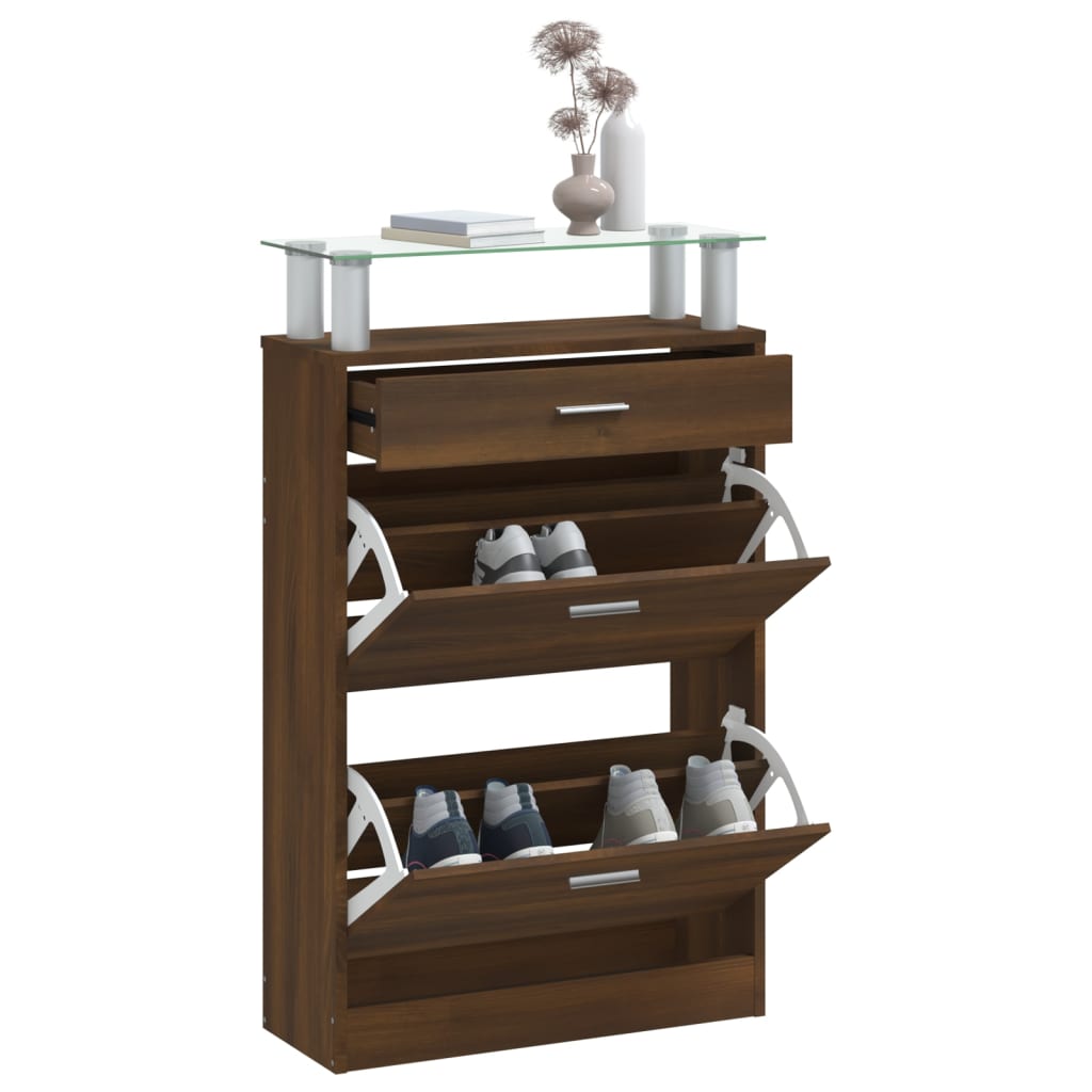 Armoire à chaussures Chêne marron 63x24x104cm Bois d'ingénierie - XIOS