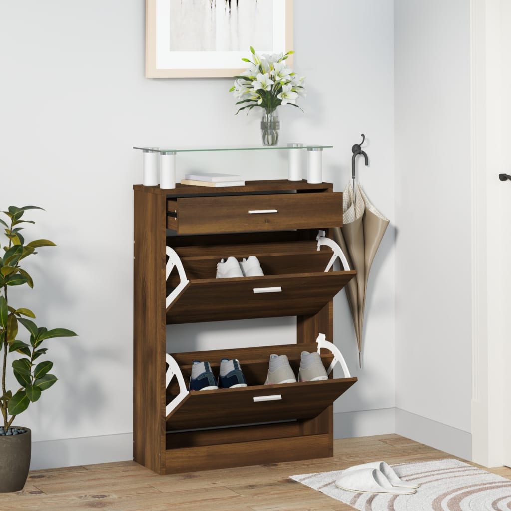 Armoire à chaussures Chêne marron 63x24x104cm Bois d'ingénierie - XIOS