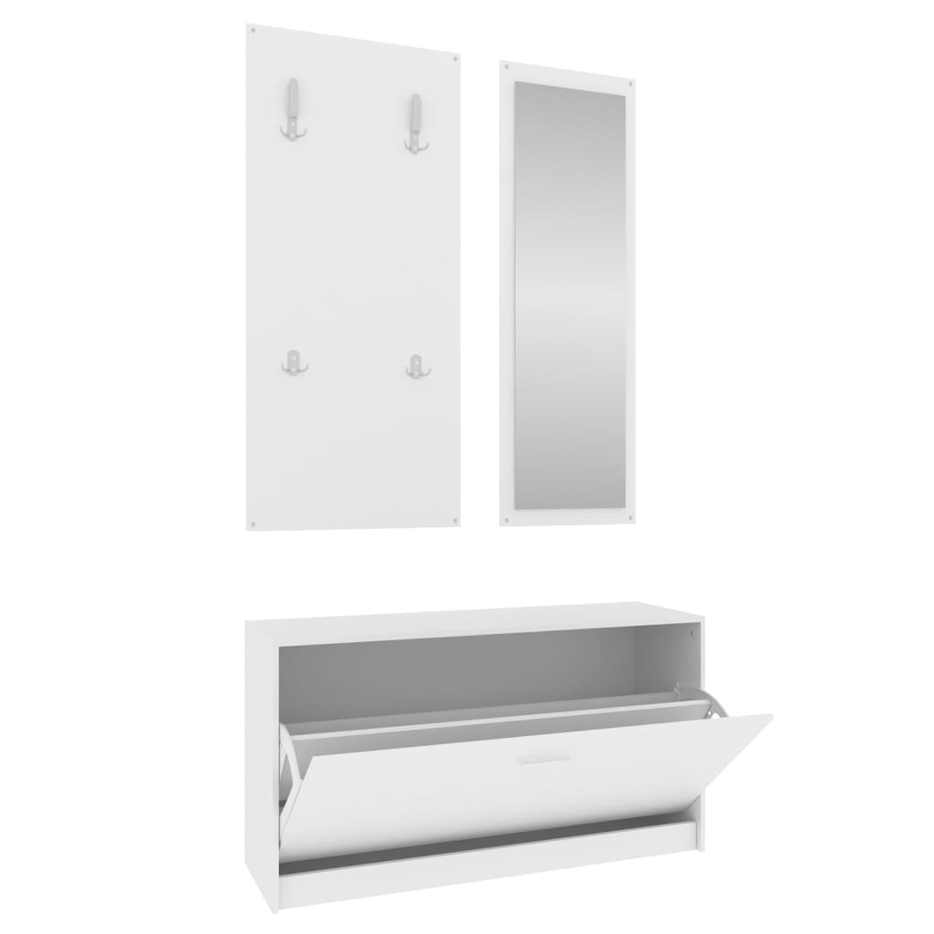 Ensemble d'armoires à chaussures 3-en-1 Blanc Bois d'ingénierie - XIOS