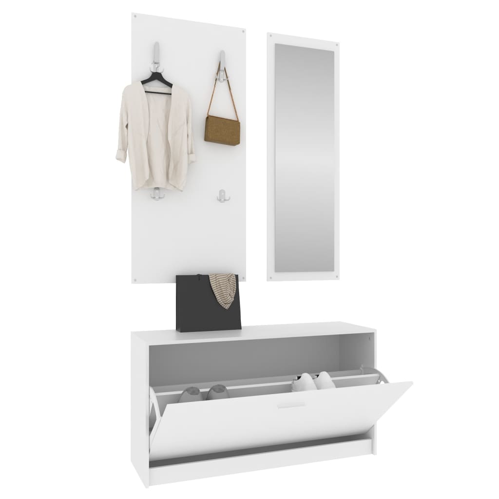 Ensemble d'armoires à chaussures 3-en-1 Blanc Bois d'ingénierie - XIOS