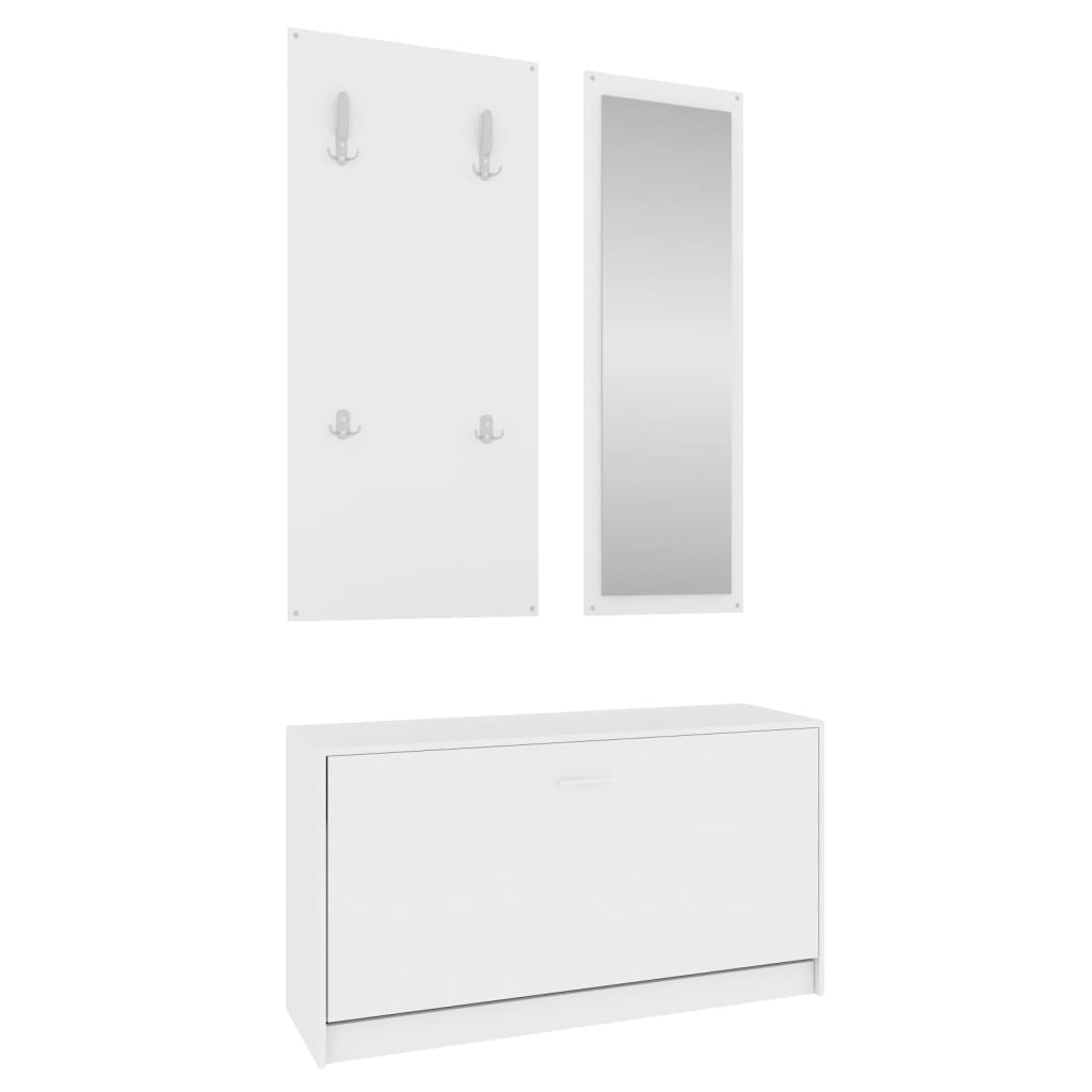 Ensemble d'armoires à chaussures 3-en-1 Blanc Bois d'ingénierie - XIOS