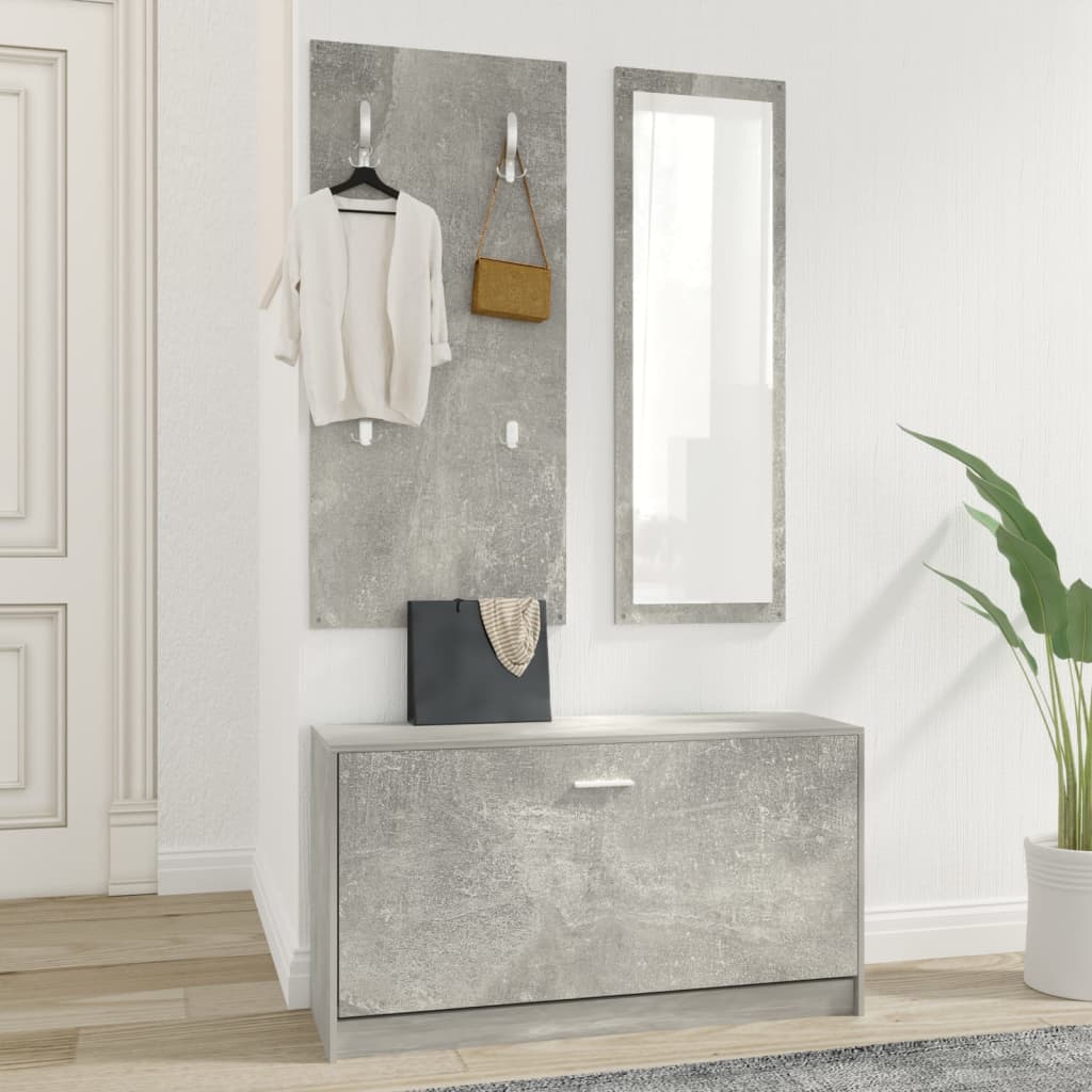 Ensemble d'armoires à chaussures 3-en-1 Gris béton - XIOS