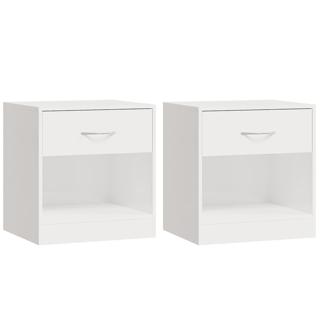 Tables de chevet 2 pcs avec tiroir Blanc brillant - XIOS