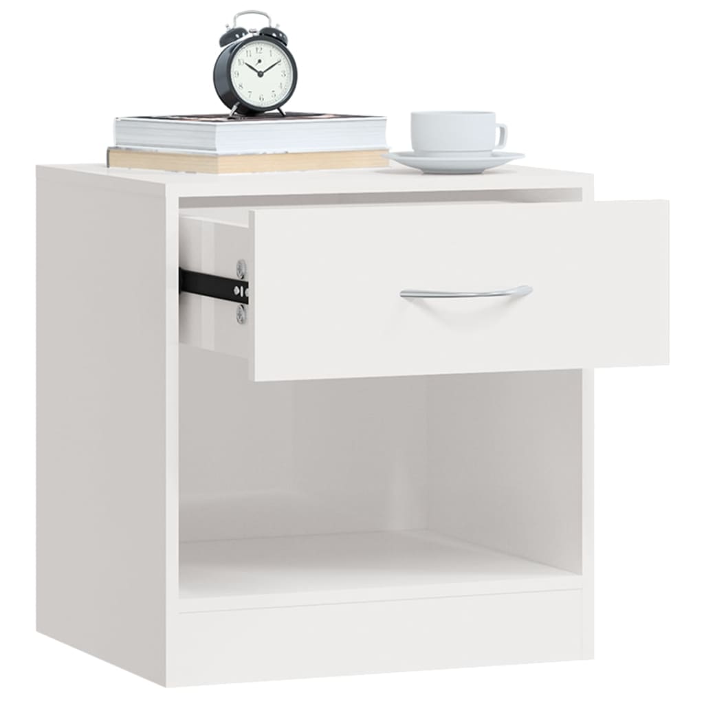 Tables de chevet 2 pcs avec tiroir Blanc brillant - XIOS