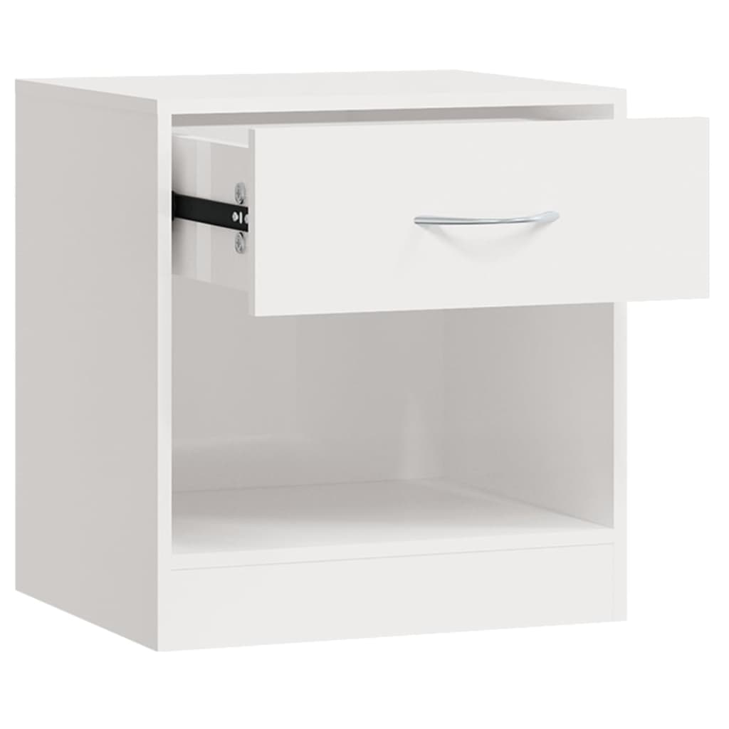 Tables de chevet 2 pcs avec tiroir Blanc brillant - XIOS