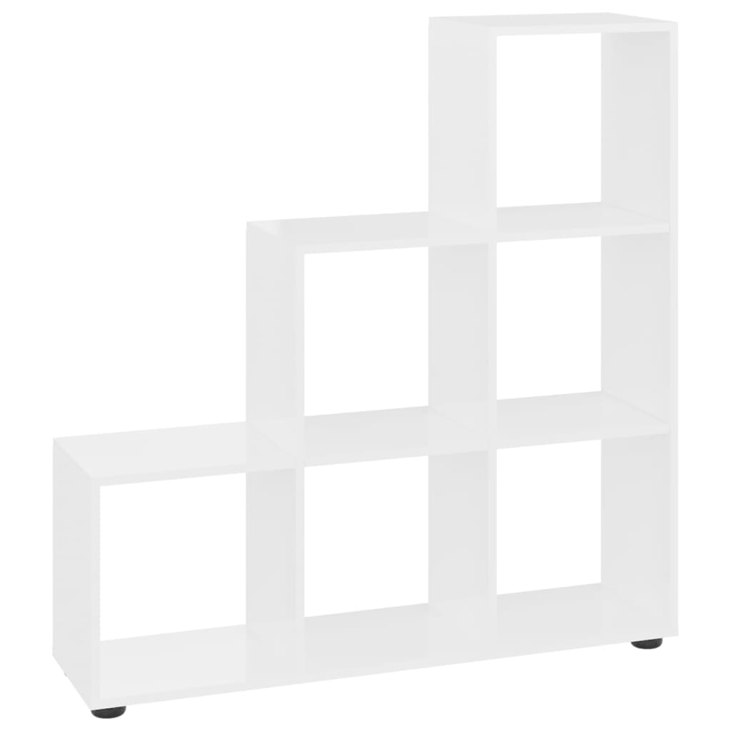 Bibliothèque escalier Blanc brillant 107 cm Bois d'ingénierie Bibliothèques vidaXL   