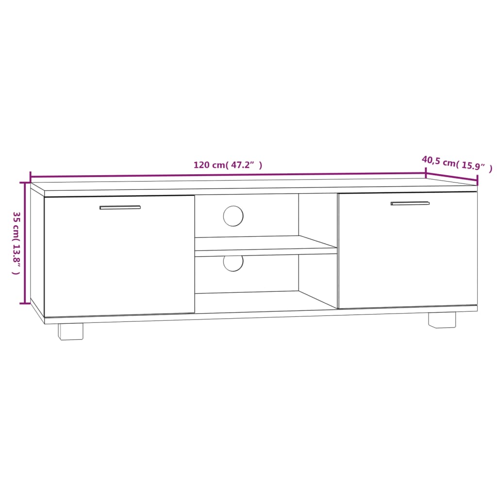 Meuble TV Chêne sonoma 120x40,5x35 cm Bois d'ingénierie Meubles TV vidaXL   