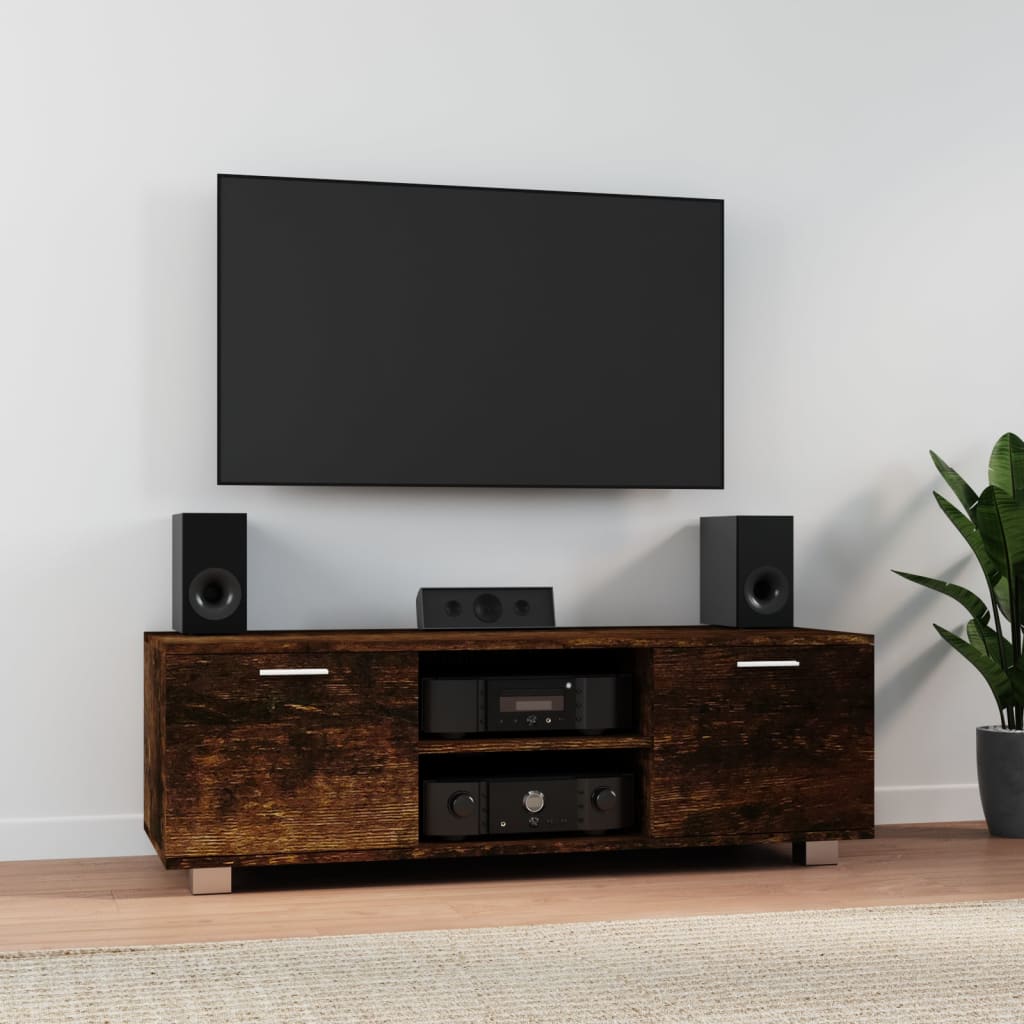 Meuble TV Chêne fumé 120x40,5x35 cm Bois d'ingénierie Meubles TV vidaXL   