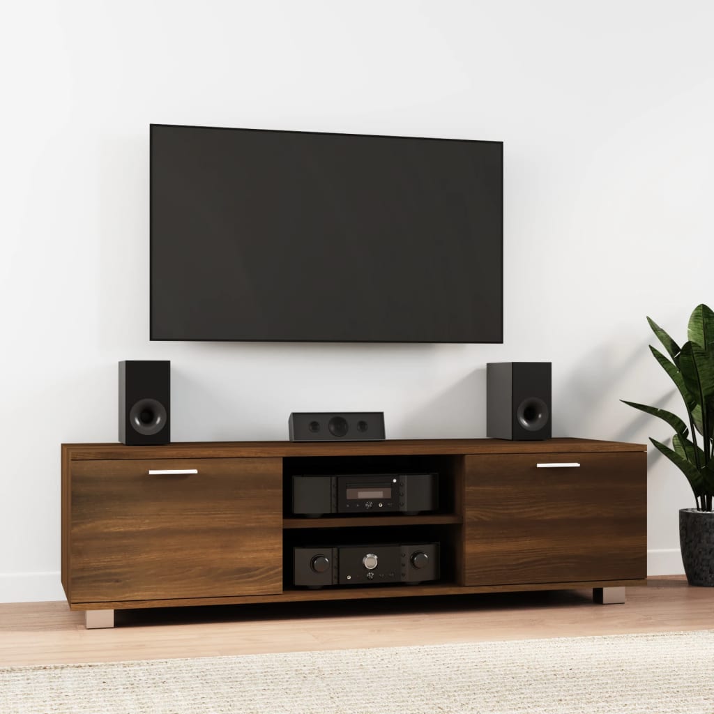 Meuble TV Chêne marron 140x40,5x35 cm Bois d'ingénierie - XIOS