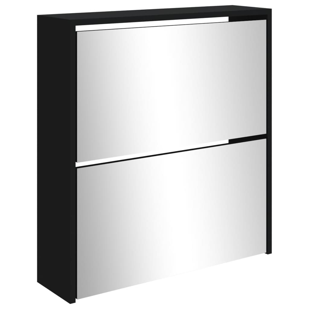 Armoire à chaussures avec miroir à 2 niveaux Noir 63x17x67 cm - XIOS