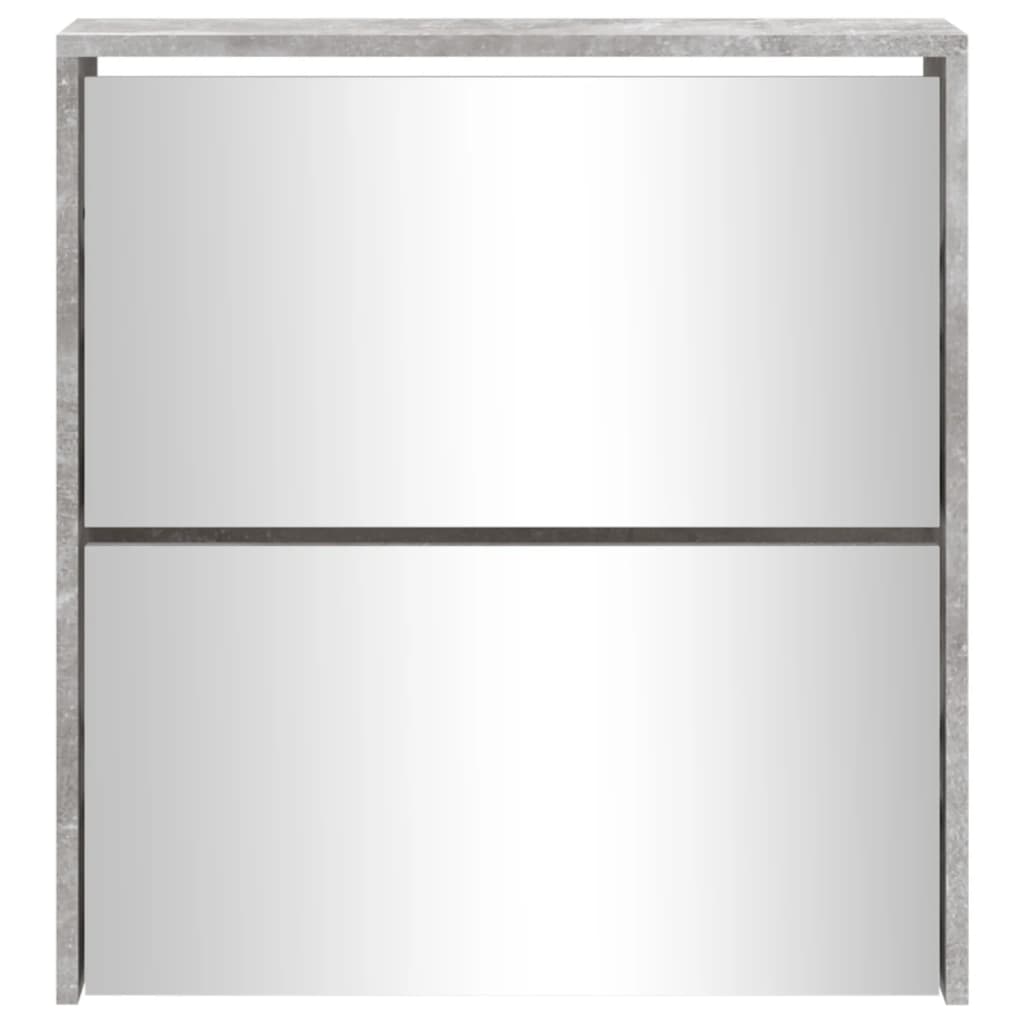 Armoire à chaussures et miroir 2 niveaux Gris béton 63x17x67 cm - XIOS
