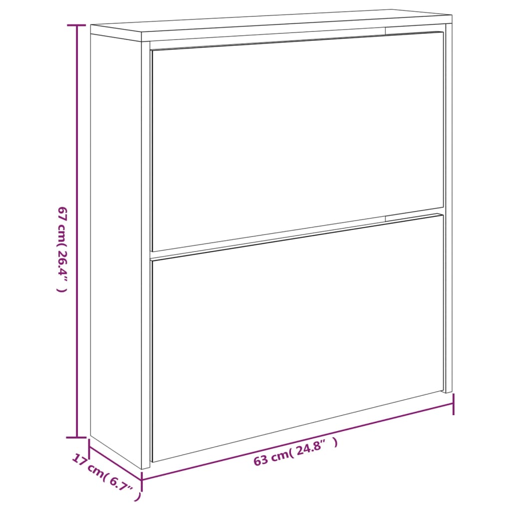 Armoire à chaussures et miroir 2 niveaux Gris béton 63x17x67 cm - XIOS