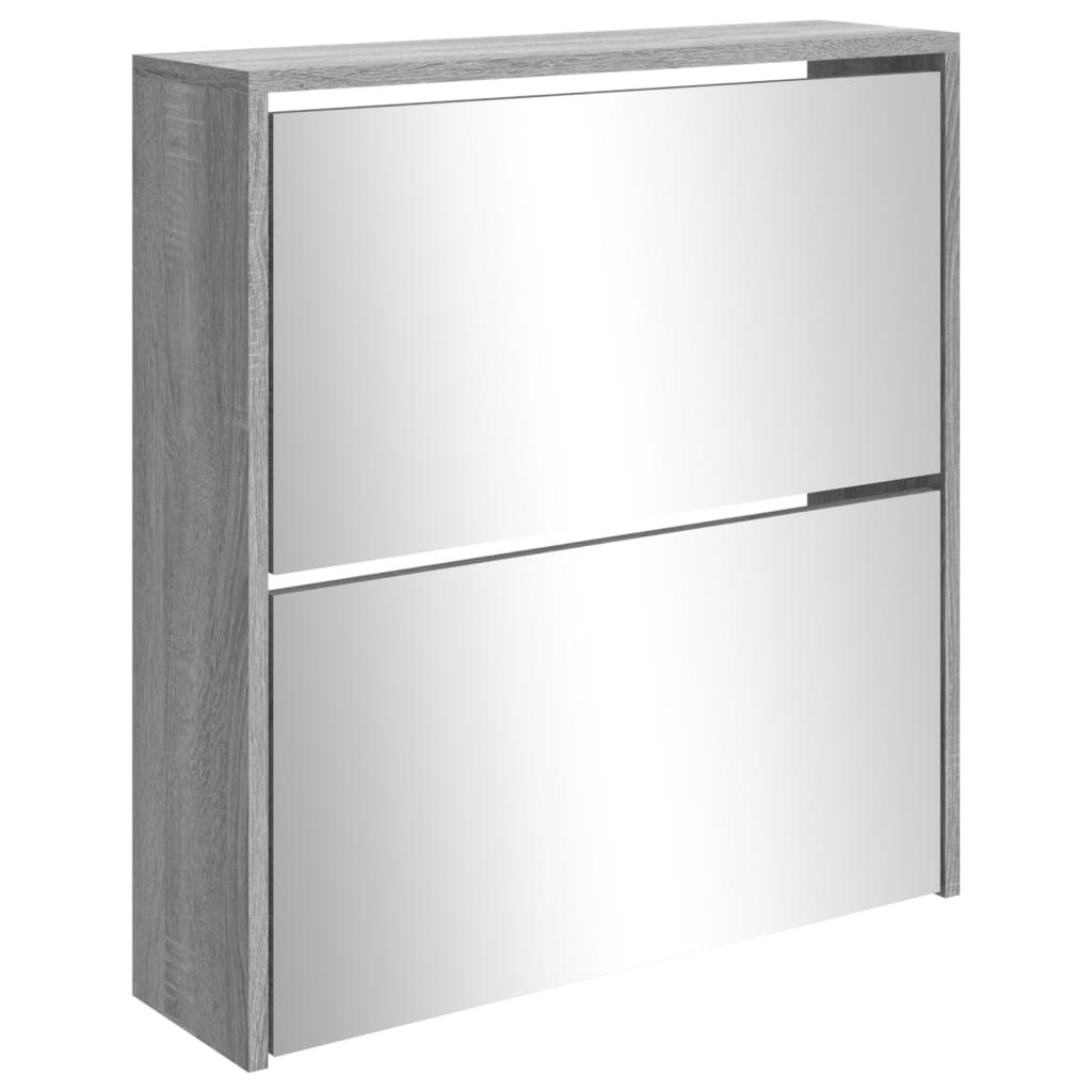 Armoire à chaussures miroir 2 niveaux Sonoma gris 63x17x67 cm - XIOS