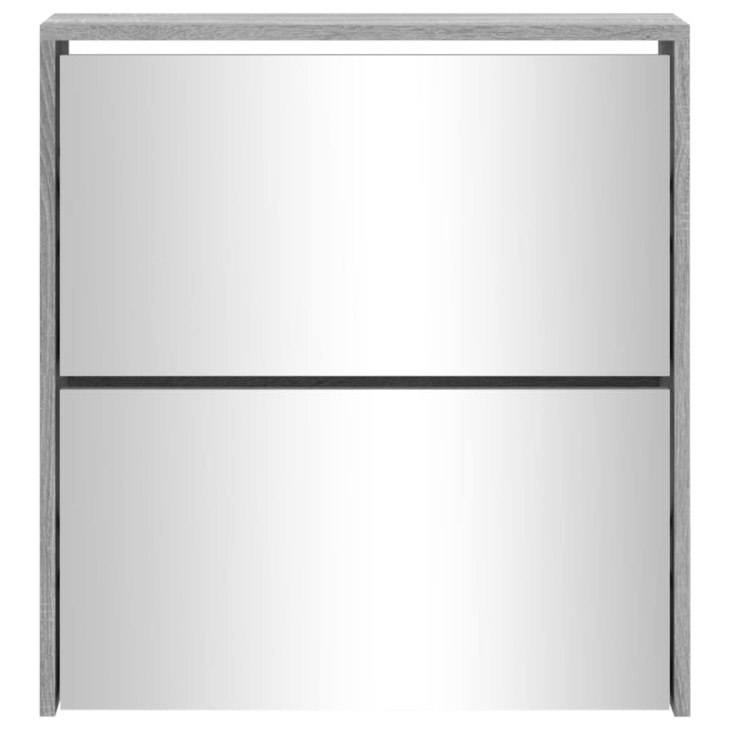 Armoire à chaussures miroir 2 niveaux Sonoma gris 63x17x67 cm - XIOS