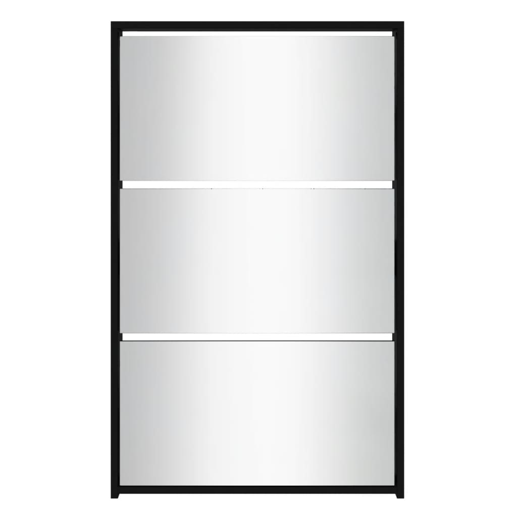 Armoire à chaussures avec miroir 3 niveaux Noir 63x17x102,5 cm - XIOS