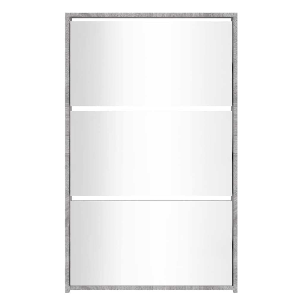 Armoire à chaussures miroir 3 niveaux Sonoma gris 63x17x102,5cm - XIOS