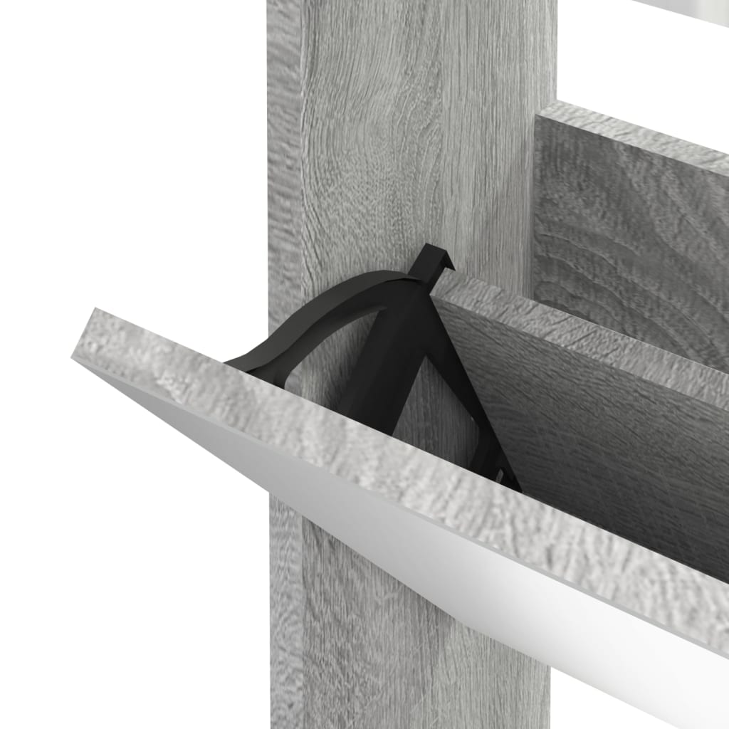 Armoire à chaussures miroir 3 niveaux Sonoma gris 63x17x102,5cm - XIOS