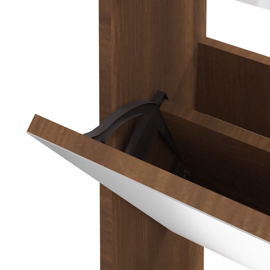 Armoire à chaussures miroir 3niveaux Chêne marron 63x17x102,5cm - XIOS