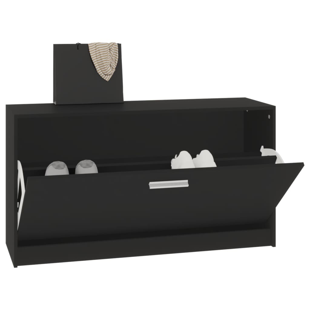 Banc à chaussures Noir 80x24x45 cm Bois d'ingénierie - XIOS
