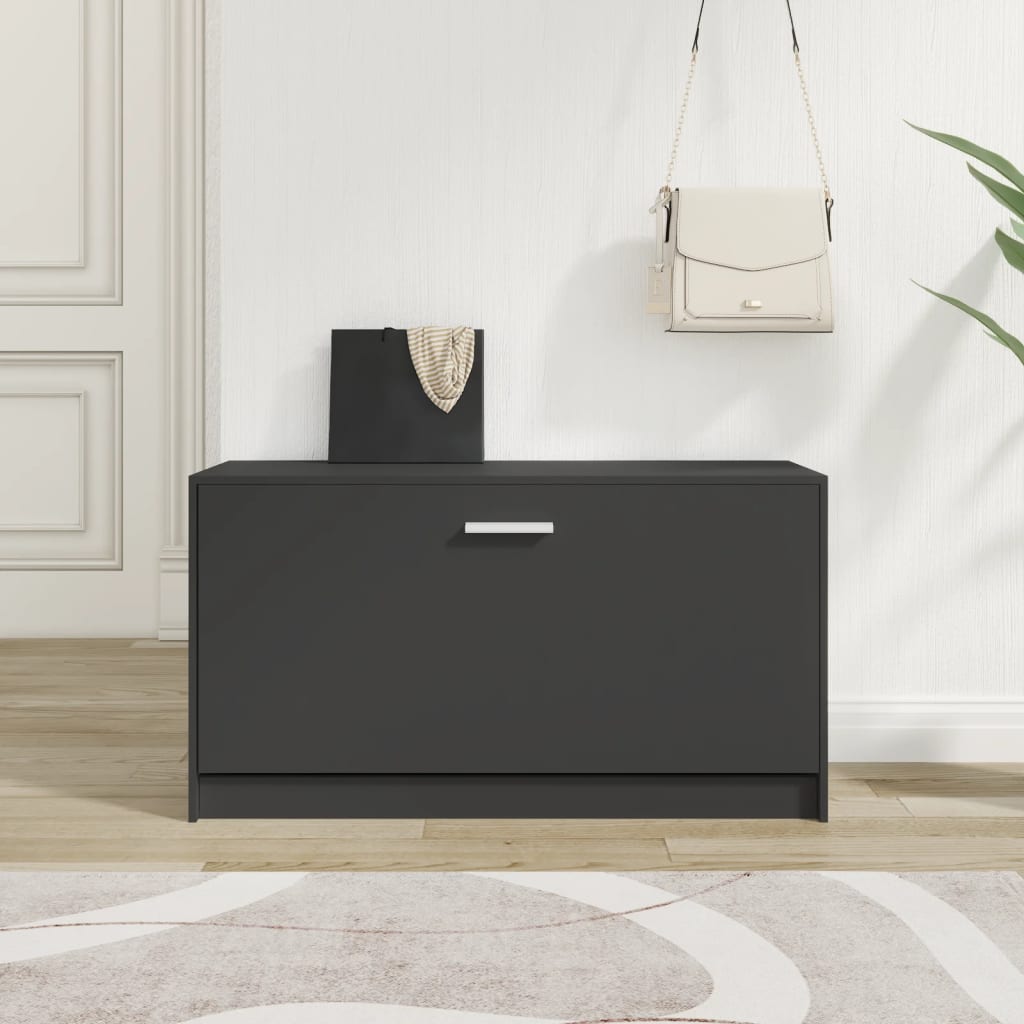 Banc à chaussures Noir 80x24x45 cm Bois d'ingénierie - XIOS