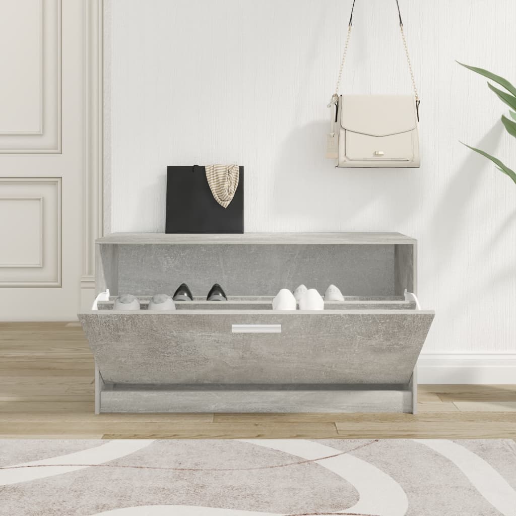Banc à chaussures Gris béton 80x24x45 cm Bois d'ingénierie - XIOS