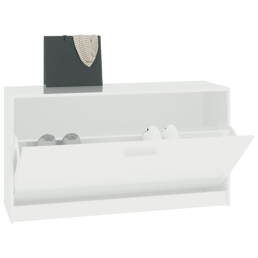 Banc à chaussures Blanc brillant 80x24x45 cm Bois d'ingénierie - XIOS