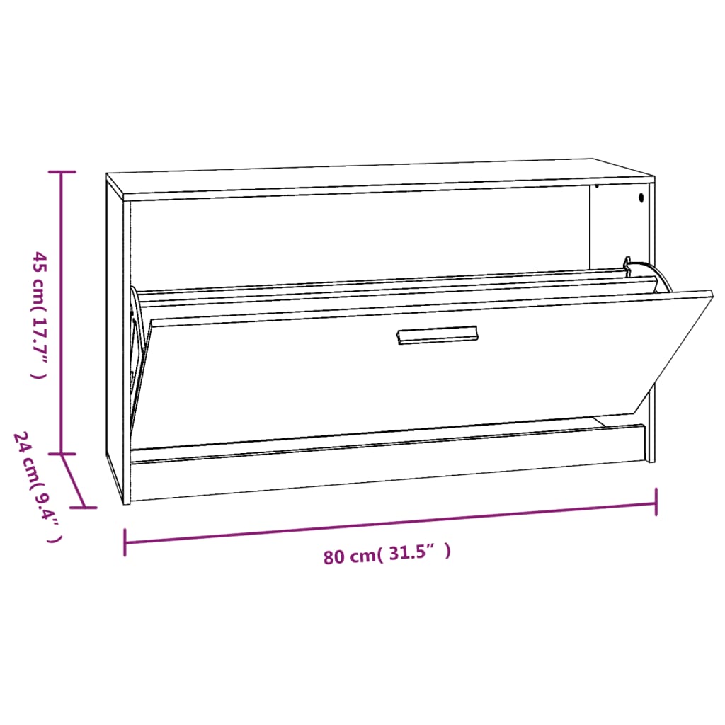 Banc à chaussures Blanc brillant 80x24x45 cm Bois d'ingénierie - XIOS